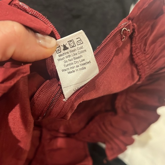 Anthropologie Love the Label Puff Sleeve Maroon Corset Chevron Detail Sz S - Picture 11 of 12